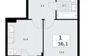 Mieszkanie 1 pokój 36 m² poselenie Sosenskoe, Rosja