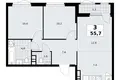 3 room apartment 56 m² South-Western Administrative Okrug, Russia