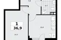 Mieszkanie 1 pokój 37 m² poselenie Sosenskoe, Rosja