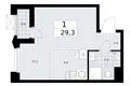 1 room apartment 29 m² Troitsk, Russia