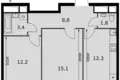 Mieszkanie 2 pokoi 54 m² Razvilka, Rosja