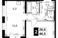 Квартира 2 комнаты 47 м² Сапроново, Россия