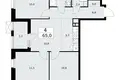 4 room apartment 65 m² Moscow, Russia