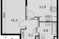 Wohnung 1 zimmer 36 m² Nordwestlicher Verwaltungsbezirk, Russland