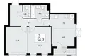 3 room apartment 57 m² poselenie Sosenskoe, Russia