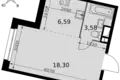 Студия 1 комната 28 м² Москва, Россия