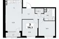 3 room apartment 56 m² South-Western Administrative Okrug, Russia