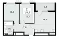Appartement 2 chambres 55 m² Krasnoye Selo, Fédération de Russie