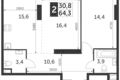 Apartamento 2 habitaciones 64 m² Konkovo District, Rusia