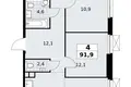 Квартира 4 комнаты 92 м² Юго-Западный административный округ, Россия