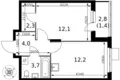 Квартира 1 комната 36 м² Сапроново, Россия