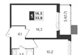 1 room apartment 34 m² Leninsky District, Russia