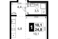 Студия 1 комната 25 м² Ленинский район, Россия