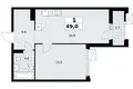 Квартира 1 комната 49 м² район Троицк, Россия