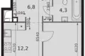 Квартира 1 комната 36 м² Москва, Россия