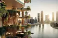  New residence Eywa with swimming pools, lounge areas and waterfalls on the bank of the canal, Business Bay, Dubai, UAE