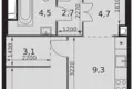 1 room apartment 37 m² Moscow, Russia