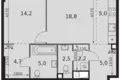 2 room apartment 57 m² Moscow, Russia