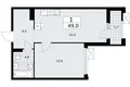 1 room apartment 49 m² Troitsk, Russia