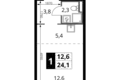 Студия 1 комната 24 м² Potapovo, Россия