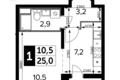 1 room studio apartment 25 m² Leninsky District, Russia