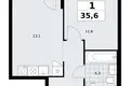 Appartement 1 chambre 36 m² Kommunarka, Russie