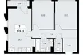Mieszkanie 2 pokoi 64 m² Troick, Rosja