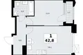 Appartement 1 chambre 43 m² Troïtsk, Russie