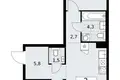 2 room apartment 58 m² Troitsk, Russia