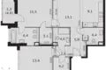 3 room apartment 84 m² Moscow, Russia