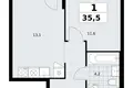 Appartement 1 chambre 36 m² Kommunarka, Russie