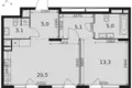 Квартира 2 комнаты 52 м² район Ростокино, Россия