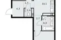 3 room apartment 59 m² poselenie Sosenskoe, Russia