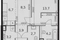 1 room apartment 43 m² Moscow, Russia