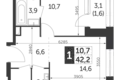 Mieszkanie 1 pokój 42 m² North-Eastern Administrative Okrug, Rosja