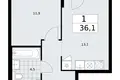 Appartement 1 chambre 36 m² Troïtsk, Russie