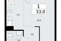 Apartamento 1 habitación 33 m² Troitsk, Rusia