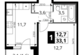 Mieszkanie 1 pokój 33 m² rejon leniński, Rosja