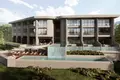 Жилой комплекс Комплекс апартаментов и вилл в тихом районе тропического леса с видом на океан, Меласти, Бали, Индонезия
