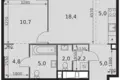 2 room apartment 57 m² Moscow, Russia