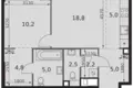 2 room apartment 57 m² Moscow, Russia