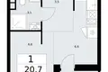 1 room apartment 21 m² Vnukovo, Russia
