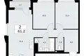 2 room apartment 61 m² Troitsk, Russia