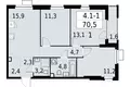 Mieszkanie 3 pokoi 71 m² South-Western Administrative Okrug, Rosja