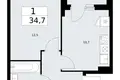1 room apartment 35 m² Troitsk, Russia
