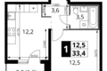 Квартира 1 комната 33 м² Ленинский район, Россия