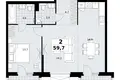 2 room apartment 60 m² Kommunarka, Russia