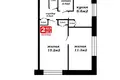 Квартира 2 комнаты 43 м² Большевик, Беларусь