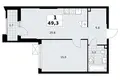 Квартира 1 комната 49 м² район Троицк, Россия