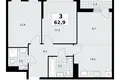 Wohnung 3 zimmer 63 m² poselenie Sosenskoe, Russland